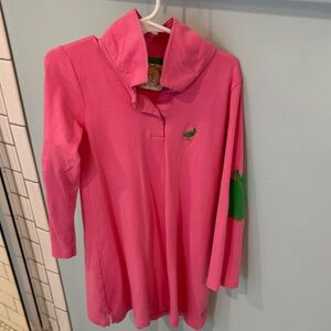 TBBC Pink Long Sleeve Polo Shirt with Green Logo
